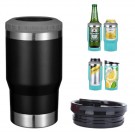 4 i 1 boks & flaskeisolator i rustfritt stål - 400ml - toveislokk - SUS-isolert bokskjøler, ølflaskeholder - Svart thumbnail