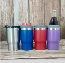 4 i 1 boks & flaskeisolator i rustfritt stål - 400ml - toveislokk - SUS-isolert bokskjøler, ølflaskeholder - Hvit thumbnail