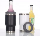 4 i 1 boks & flaskeisolator i rustfritt stål - 400ml - toveislokk - SUS-isolert bokskjøler, ølflaskeholder - Svart thumbnail