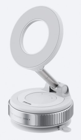 Telefonholder med vakuum og magnetisk ring - Farge - Hvit